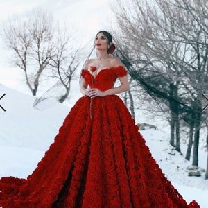 Royal Blue  Floral Ballroom Dress